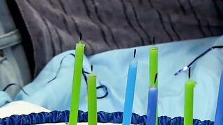Young gays play with body paint before rough anal pounding
