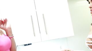 Wild Asian ladyboy Venus Lux stroking dick with adorable tbabe