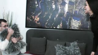 Mature sucks cocks in threesome before getting creampied