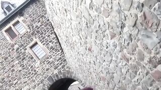 Young half-african woman seduced in sex public