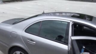 Young half-african woman seduced in sex public