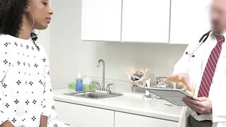Adorable Ebony Olivia Jayy has a pussy checkup from her big dicked doctor