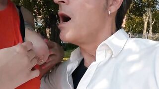 Blonde with huge boobies picked up for sex