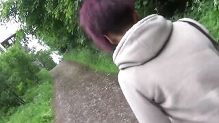 Half ebony chick WowLara has sex public