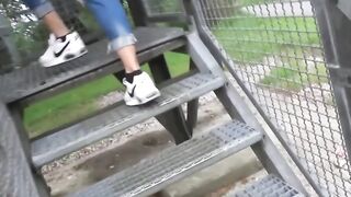 Half ebony chick WowLara has sex public