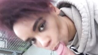 Half ebony chick WowLara has sex public