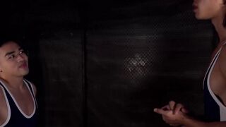 Horny wrestlers Jay Wu and Sunny slip out of their uniforms to breed hardcore