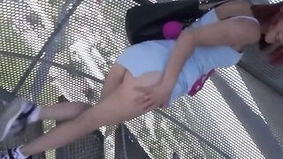 Stranger catches babe red haired and films her