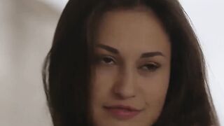 Lovely brunette cutie Demi Fray loves to tease herself in the kitchen