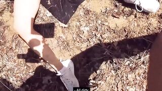 Thin red haired has public sex meetings into the forest