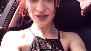 Thin red haired has public sex meetings into the forest