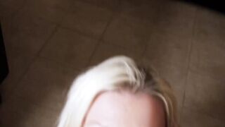 Blonde MILF Barbie Sins rides her stepsons hard cock POV