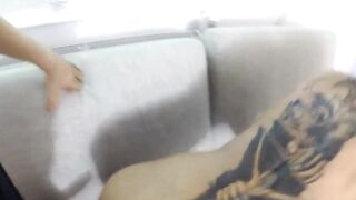 Fucking artificial slender mom with tattoos at home