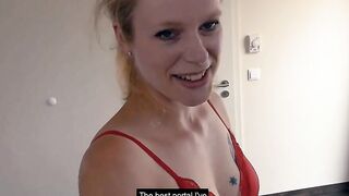 Petite young woman picked up for a pounded met