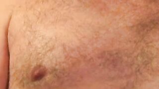 Tattooed senior jerking off his cock and cums in hot solo