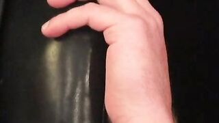 Tattooed senior jerking off his cock and cums in hot solo