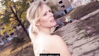 Nude blonde Claudia Swea seduces stranger