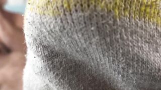 Bearded solo hunk admires his own feet while being recorded