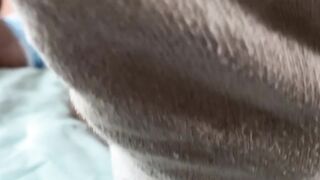 Bearded solo hunk admires his own feet while being recorded