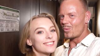 Sweet exchange college girl meets man to screwed