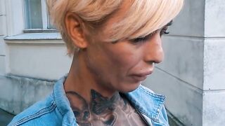 Inked blonde recorded at a real sex seen