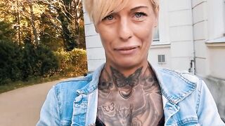 Inked blonde recorded at a real sex seen