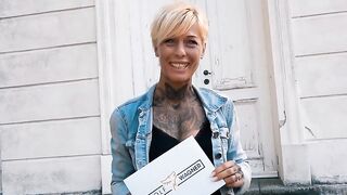 Inked blonde recorded at a real sex seen