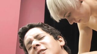 Feet loving twink sucks big cock before doggystyle drilling