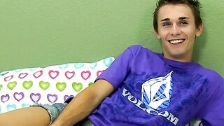 After the interview a young gay man dildos his tight ass and walks out