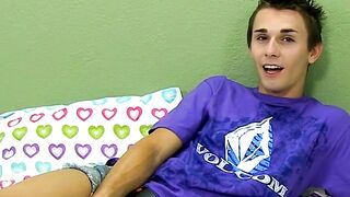After the interview a young gay man dildos his tight ass and walks out