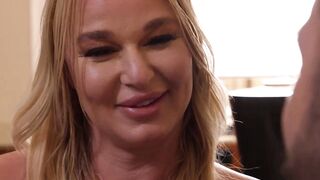 Big Boobed Blonde London River smothers fan with her huge juicy butt