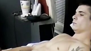Young athletic amateur Gage Winchester strokes cock and cums