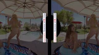 CoEd hotties Gia Derza and Sophia Lux tag team a huge cock on summer break