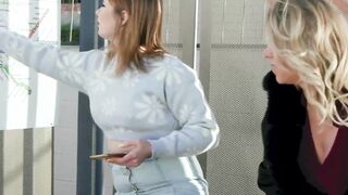 MILF Katie Morgan and Ginger Grey end up fucking their bus driver in a threesome
