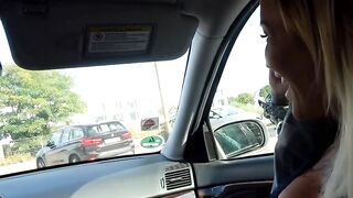Blonde picked up for a oral sex while flirting