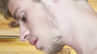 Scrotally blessed Oliver Dean plowing his big cock into a fleshlight
