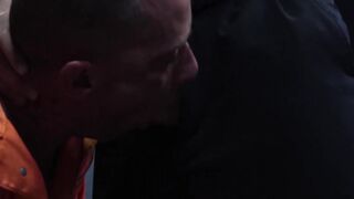 Prison guard Riley Mitchel dominates an inmate by mouthfucking him