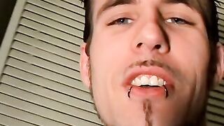 Low hangin nuts Chain beats his nice cock while chainsmokin