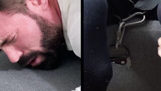 Bearded Joey was tied faced down and  screamed in tickling  by a master
