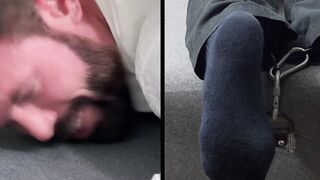 Bearded Joey was tied faced down and  screamed in tickling  by a master
