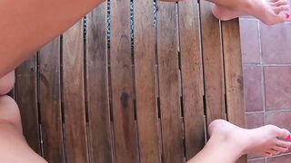Wife masturbating and creampied outdoors