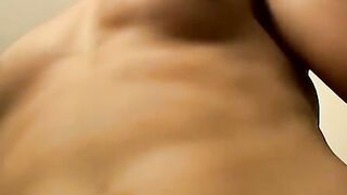 Horny Alexxx blasts cum on the floor after jerking cock