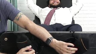 Latino gentleman hunk tied up and tickle tormented by dom