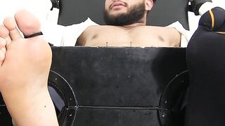 Latino gentleman hunk tied up and tickle tormented by dom