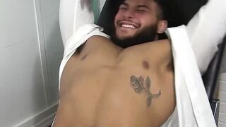 Latino gentleman hunk tied up and tickle tormented by dom