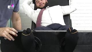 Latino gentleman hunk tied up and tickle tormented by dom