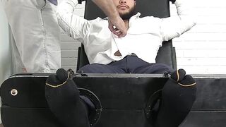 Latino gentleman hunk tied up and tickle tormented by dom