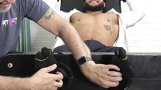 Latino gentleman hunk tied up and tickle tormented by dom