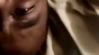Mature black gay sucks young balls and eats warm cum