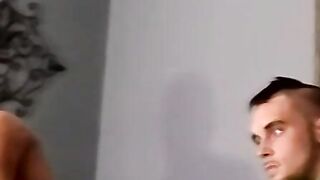 Two straight amateurs are jacking off to porn and cumming